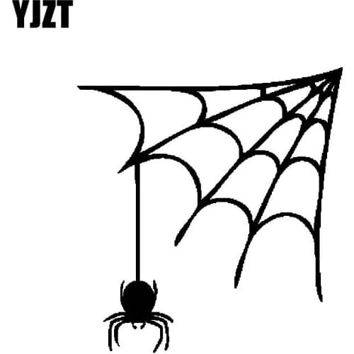 YJZT 13CM*13.9CM Spiderweb Hanging Spider Car Sticker Bug Vinyl Decal Black/Silver C19-0189