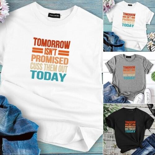 Simple Creative Womens Short T-shirts Summer Short Sleeve 3 Colors 6 Sizes New 1pc