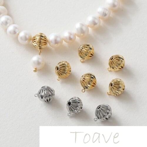 Gold-covered folds straight hole round beads with circle diy beaded bracelet necklace bracelet pearl