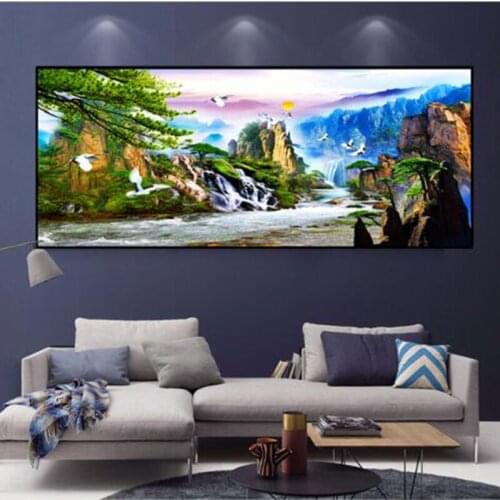 2021 5D Diy Full Diamond Painting Water And Wealth Diamond Embroidery Cross Stitch Kits Needlework Mosaic LandscapeZP-4426