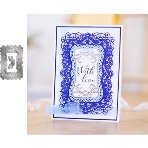 2021 New Arrival Rectangle Lace Background Metal Cutting Dies Stencil Craft Mould Decor Template for Scrapbooking Design Model