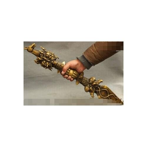 26" Tibet Buddhism Bronze Copper Hayagriva Buddha Phurpa Dagger Holder Talisman Sculpture statues unicornio garden decoration