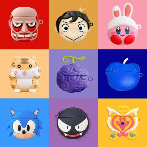 3D Cartoon Case for AirPods Cute Earphone Cases for Airpods 1 2 Accessories Protect Cover with Keychain Attack on Titan