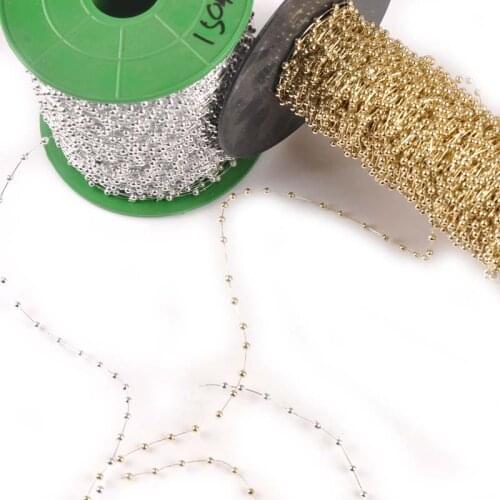 5m/lot Party Decoration Plastic Beads Silver/golden Chain Trim For DIY Wedding Jewelry Home Decor Craft Accessories C2196
