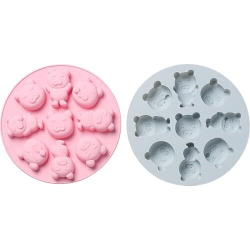 9 Cells Animal Bear Round Style Pastry Silicone Molds Kitchen Baking Tools Safe Material Cake&Dessert&Biscuit&Chocolate Mould