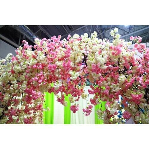 Free Shipping 100cm Artificial Cherry Flower Rattan Silk Flower Vines Garlands Wedding Party Decoration Home Ornament
