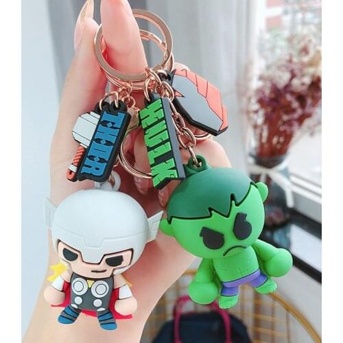 Disney Marvel Keychain Avengers Keychains Figure Spiderman Iron Man Captain America Keyring Bag Accessories Cartoon Kids Toys