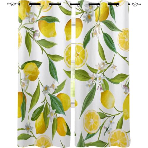 Fruit Lemon Yellow Window Curtains For Living Room Kitchen Bedroom Modern Window Treatments Drapes Blinds