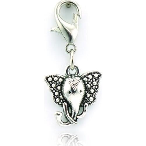 JINGLANG Free Shipping Fashion Lobster Clasp Charms Dangle Alloy Retro Elephants Charms Animals DIY Jewelry Accessories