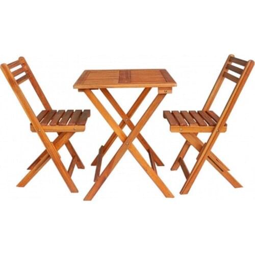 Set of garden folding square table and 2 Chairs Eco Wood Acacia 7house