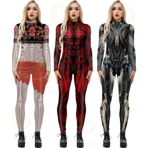 Skeleton Cosplay Zombie Scary Costume Vampire Skull Halloween Dress Jumpsuit Carnival Party Day of The Dead Horror Costumes