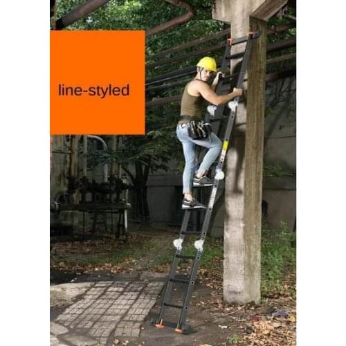 Multifunctional folding 2.5M straight ladder engineering ladder herringbone ladder construction decoration anti-tilting ladder
