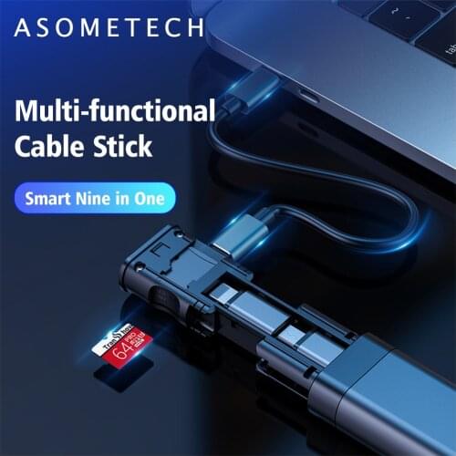 Multi-function Cable Stick Card Storage USB C Charging Cable Adapter Box SIM TF Card Reader Phone Portable Travel Organizer