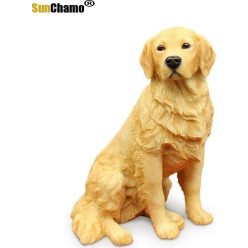 Fashion Golden Retriever Sitting Dog Simulation Animal Model Car Crafts Ornaments Home Accessories Figurines Miniatures Crafts