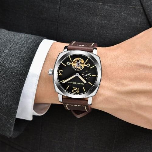 PAGANI DESIGN Top Brand Tourbillon Mens Mechanical Watch Luminous Leather Fashion Casual Belt Automatic Watch Relogio Masculino