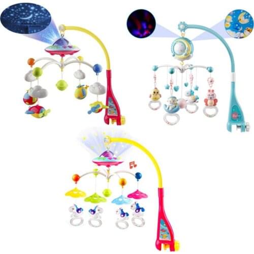 Musical Baby Crib Mobile Toy With Light Music Projector Timing Function Cartoon Rattles Remote Control Musical Toy For Newborn
