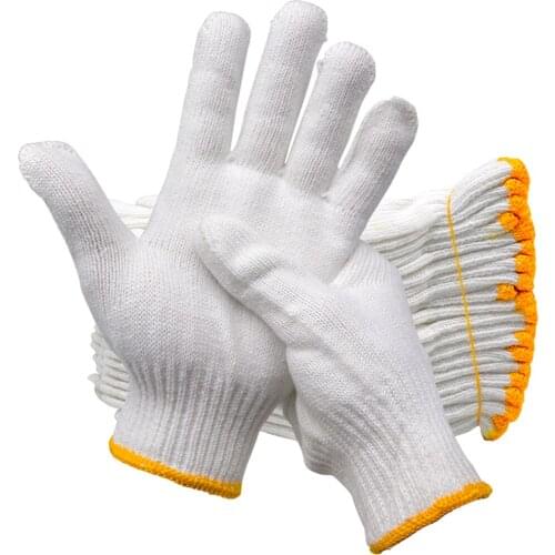 Non-Slip Thick Cotton Yarn Gloves Cotton Glove Loaded Gloves Labor Protection Wear-Resistant White Cotton Thread