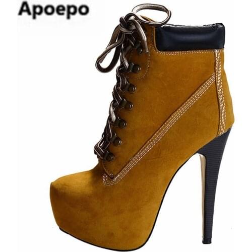 Newest brand yellow boots women winter over the knee boots cross-tied gladiator riding boots high heels platform shoes ladies