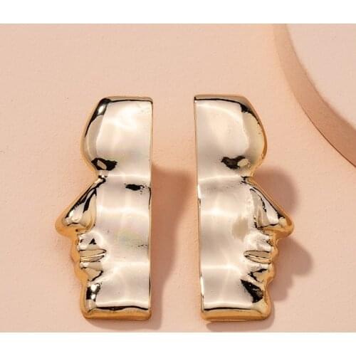 New Creative Hyperbole Trendy Symmetry Face Shape Stud Earrings For Women Fashion Jewelry