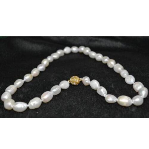 New 9-10 mm white Irregular baroque pearl necklace 18 Inch 36" 50"