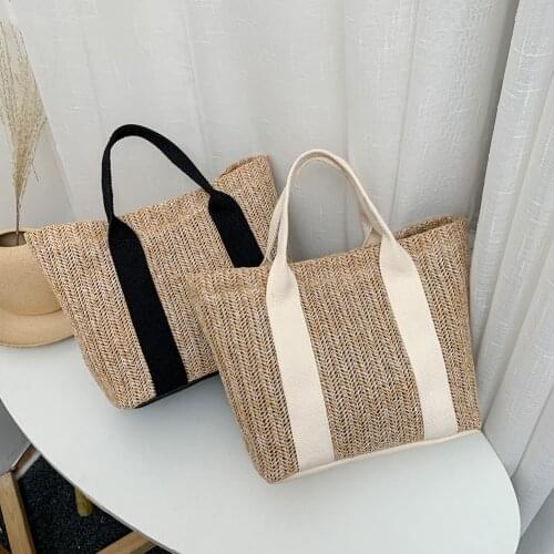 Spring Summer Fashion Straw Woven Bags for Women Casual Tote Bag Ladies Large Capacity Top-handle Shopping Handbag