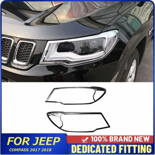 Fit For Jeep Compass 2017 2018 ABS Chrome Front Fog Lamp Headlight Frame Cover Trims Car Accessories