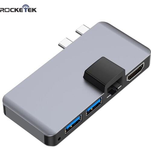 Rocketek USB type c 3.1 Type-C Hub 3.0 4K HDMI-compatible Rj45 Gigabit Ethernet Adapter TF/SD Card Reader PD for MacBook Pro/Air