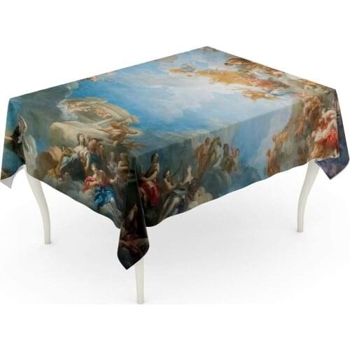 Blue Classic Versailles Paris France April 18 Ceiling Painting Room of The Royal Chateau on at Palace Near Fresco Table Cloth