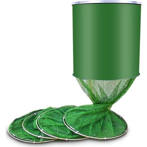 2/2.5m Collapsible Nylon Stainless Steel Fish Catching Net Trap Fishing Cage Mesh Basket Netting Fishing Tackle Fishing Supplies