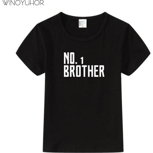 Number One Brother Letter Print Boy Tops Summer T Shirt Cotton Short Sleeved T-shirt For Baby Girls Kids Camiseta Tshirt
