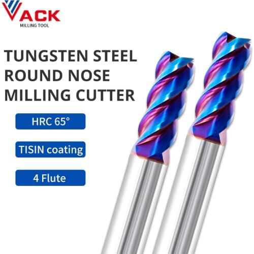 VACK 4 Flutes HRC65 Carbide End Mill Alloy Carbide Tungsten Steel Milling Cutter Endmills CNC Cutting Tools For Stainless Steel
