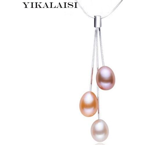 YIKALAISI 925 Sterling Silver Jewelry new Natural Freshwater Pearl choker Pendant 9-10 mm Multi Pearl For Women Best Gifts
