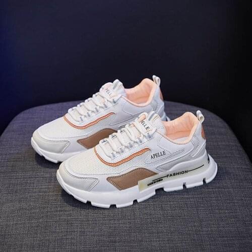 Stylish Women Casual Shoes Lovers Leather Dad Platform Chunky Sneakers Harajuku Flat Thick Sole Tenis Wedge White Basket Walking