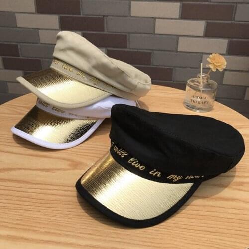 Ladies Gold Brim Hip-hop Popular Ladies Fashion Hat Visor Sun Hat Duck Tongue Beret Fashion Embroidery Flat Top Ladies Navy Hat