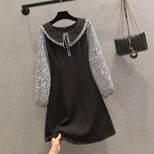 Floral Long Sleeved Midi Plus Large Size Oversize Korean Fashion Kawaii WomenS Elegant Dresses Autumn 2021 Clothing Sukienka