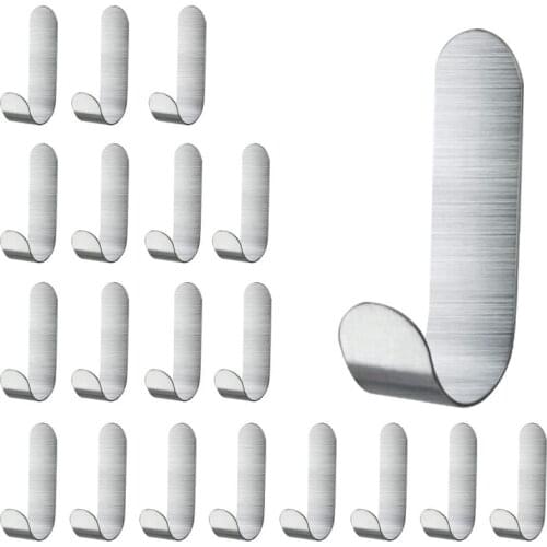 20PCS Adhesive Hooks,Metal Adhesive Wall Hooks,Robe Towel Hooks,Ultra Strong Waterproof Sticky Wall Hangers for Hanging