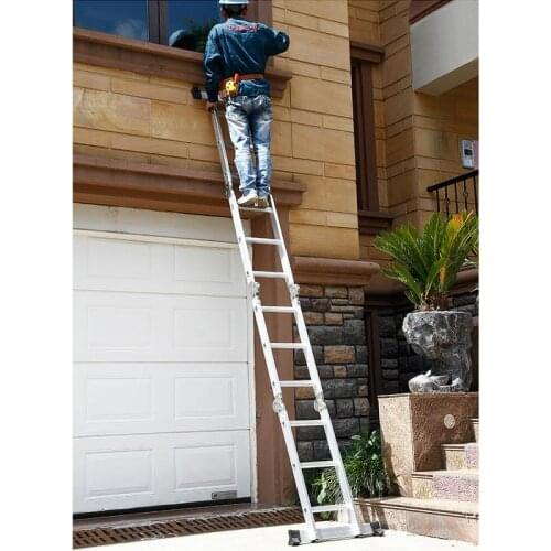 3.6M Portable Telescopic Aluminum Ladder Folding 12-step Telescopic Ladder Household Ladder Multifunctional Straight Ladders HWC