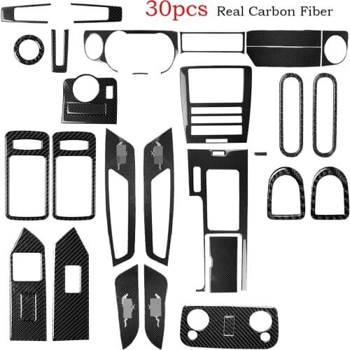 30PCS Real Carbon Fiber Interior Decorative Cover Fit Ford Mustang 2009-2013