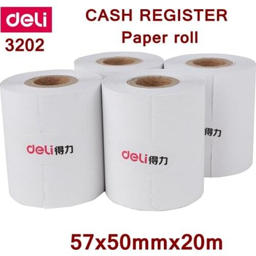 4 ROLL/LOT Deli 3202 Cash register Paper roll 50x57mmx20m thermal paper heat sensitive paper thermal Cash paper