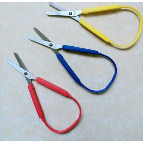 6pcs Colorful Loop Scissors for Kids Easy Grip Self-Opening Scissor Safety Round Tip Adaptive Cutting Random Color