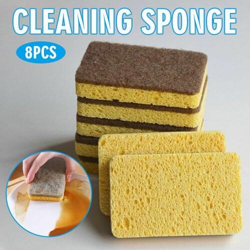 8PCS Household Sponge Cleaning Sponges Scourer Eco-Friendly Sisal Pulp Cotton Dish Washing Sponge Kitchen Tool Accessories