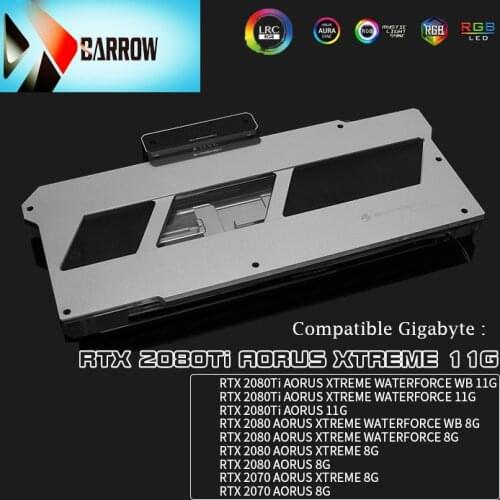 For Gigabyte RTX2080TI AORUS XTREME 11G / RTX 2080/2070 AORUS XTREME 8G / Barrow gpu water cooling block, FB-GIX2080T-PA