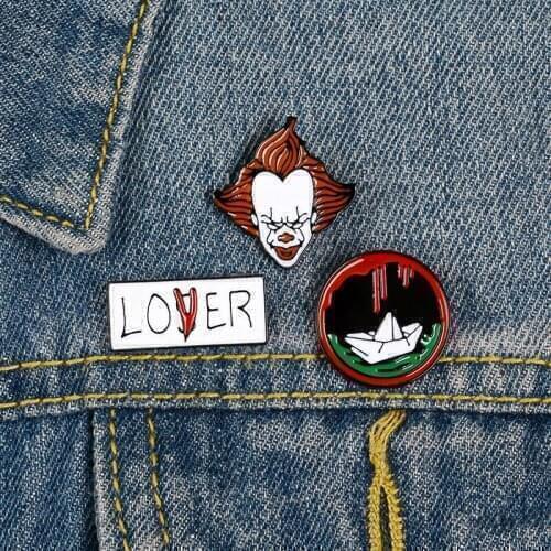 Clown Halloween Loser Lover Cartoon Collar Brooch Enamel Pins Metal Broches for Women Badge Pines Metalicos Brosche Accessories