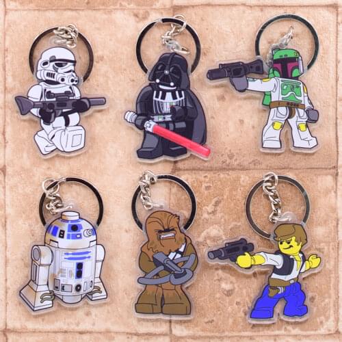 Star Wars Keychain Super Heroes Double Sided Acrylic Key Chain Pendant Anime Accessories Cartoon Key Ring Hot Sale