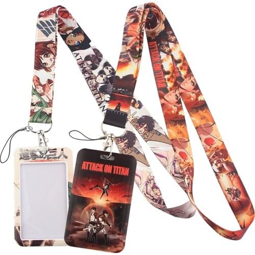 DZ1307 lanyard card ID Holder Chain Keychain for Key Attack on Titan Shingeki No Kyojin Anime Keyring Jewelry Accessories