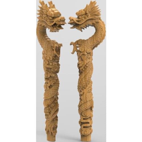 Exquisite dragon relief column 3d model for cnc router carving artcam 3d printers 3d file in STL format -Chinese style column