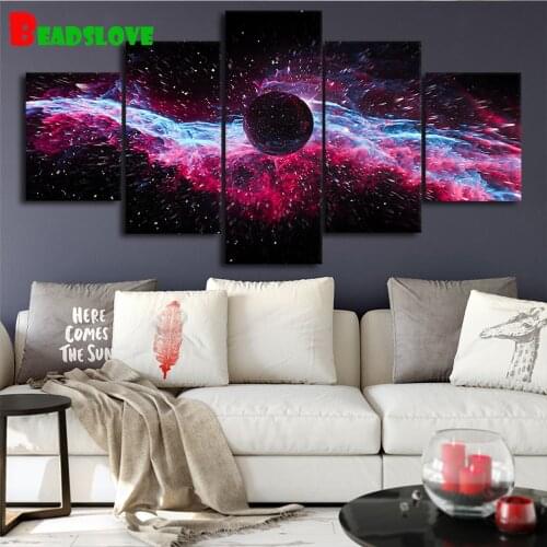 Multi-Panel diamond painting complete novelty Black Hole Science Fiction Picture diamond embroidery 5 piece set diamond mosaic