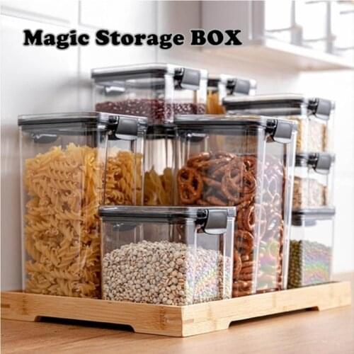 460ml/700ml/1300ml/1800ml Storage Box PET Cans Sealed Accessories Magic Preservation Dry Food Cocina Kitchen Organizer