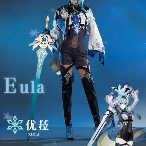 Game Genshin Impact EuLa Cosplay Costume Inheritor Suit Anime Jumpsuits Coat Uniform Halloween Party Outfit For Women
