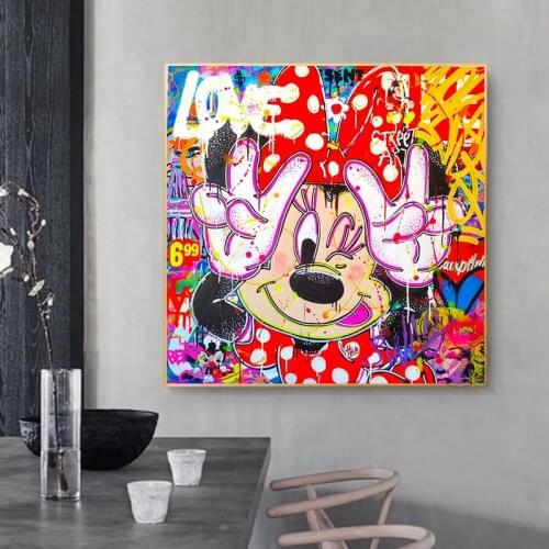 Colorful Graffiti Street Art Disney Mickey Mouse Canvas Print Poster Wall Street Art Canvas Painting Posters for Living Room